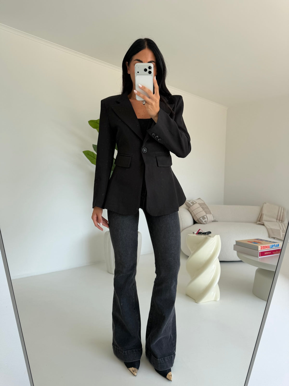 K818-KM3560-11-JEANS A ZAMPA MARMO NERO