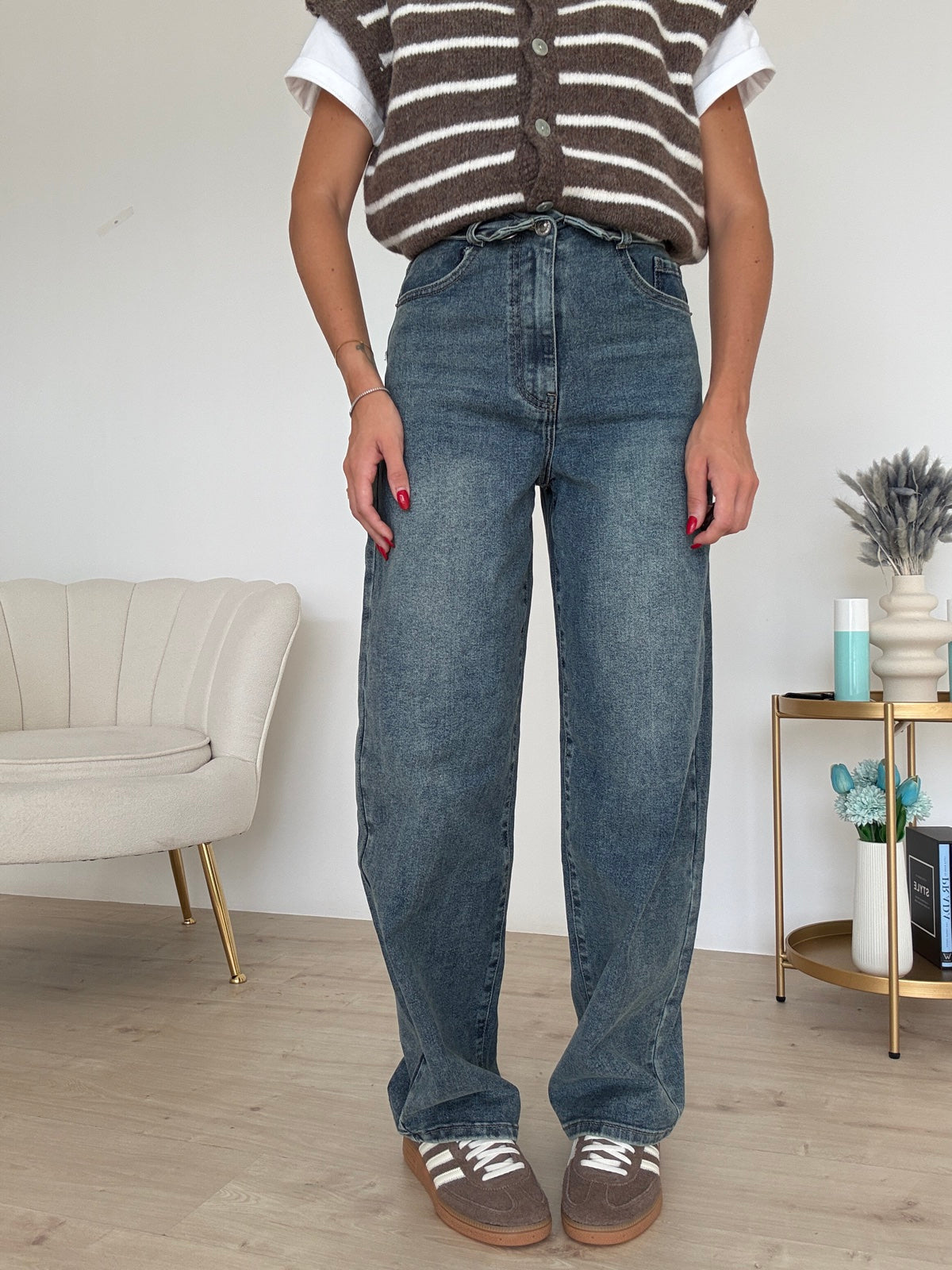 8964-JEANS SLOUCHY RISVOLTO