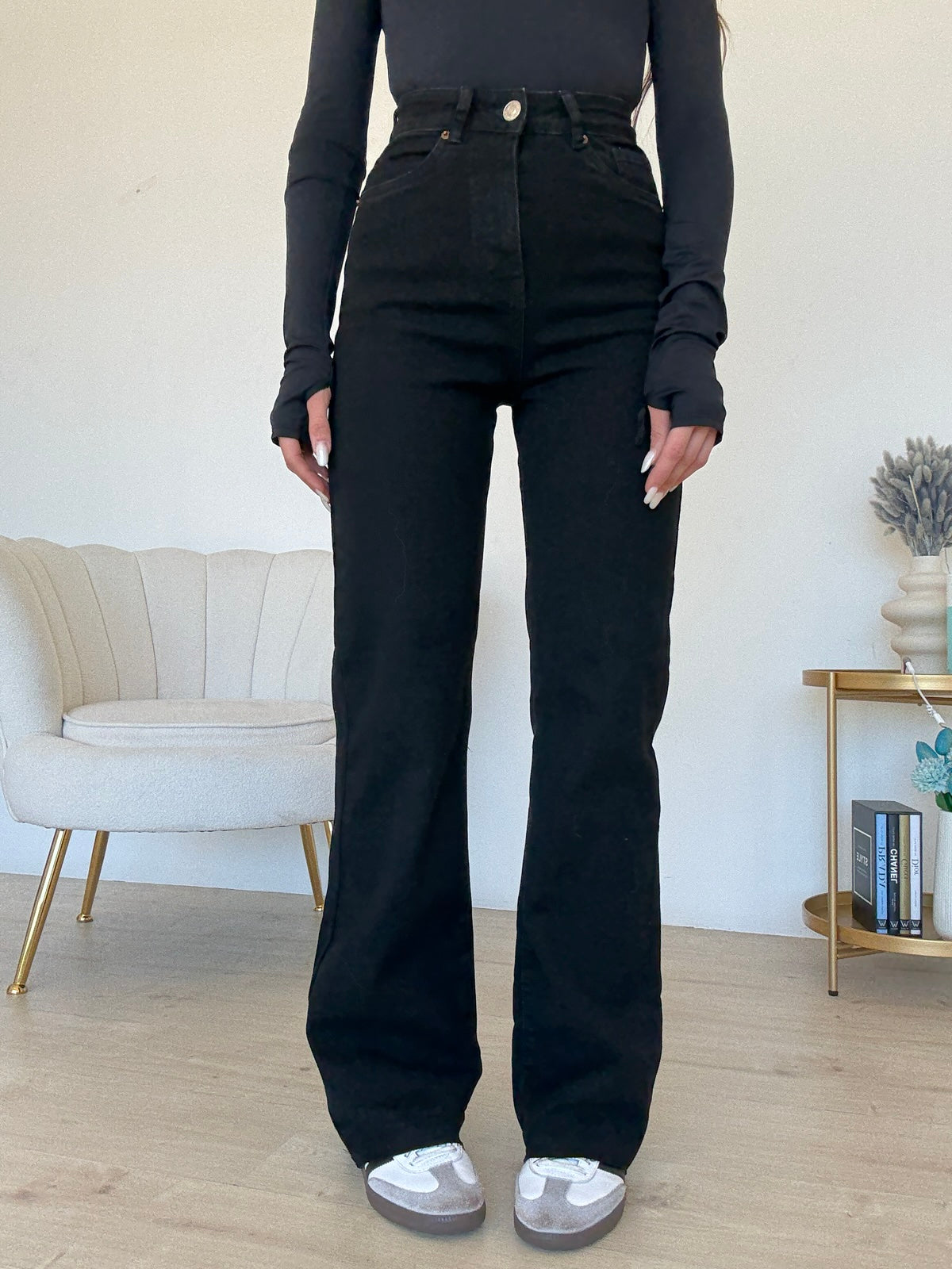 XJ315-JEANS PALAZZO NERO