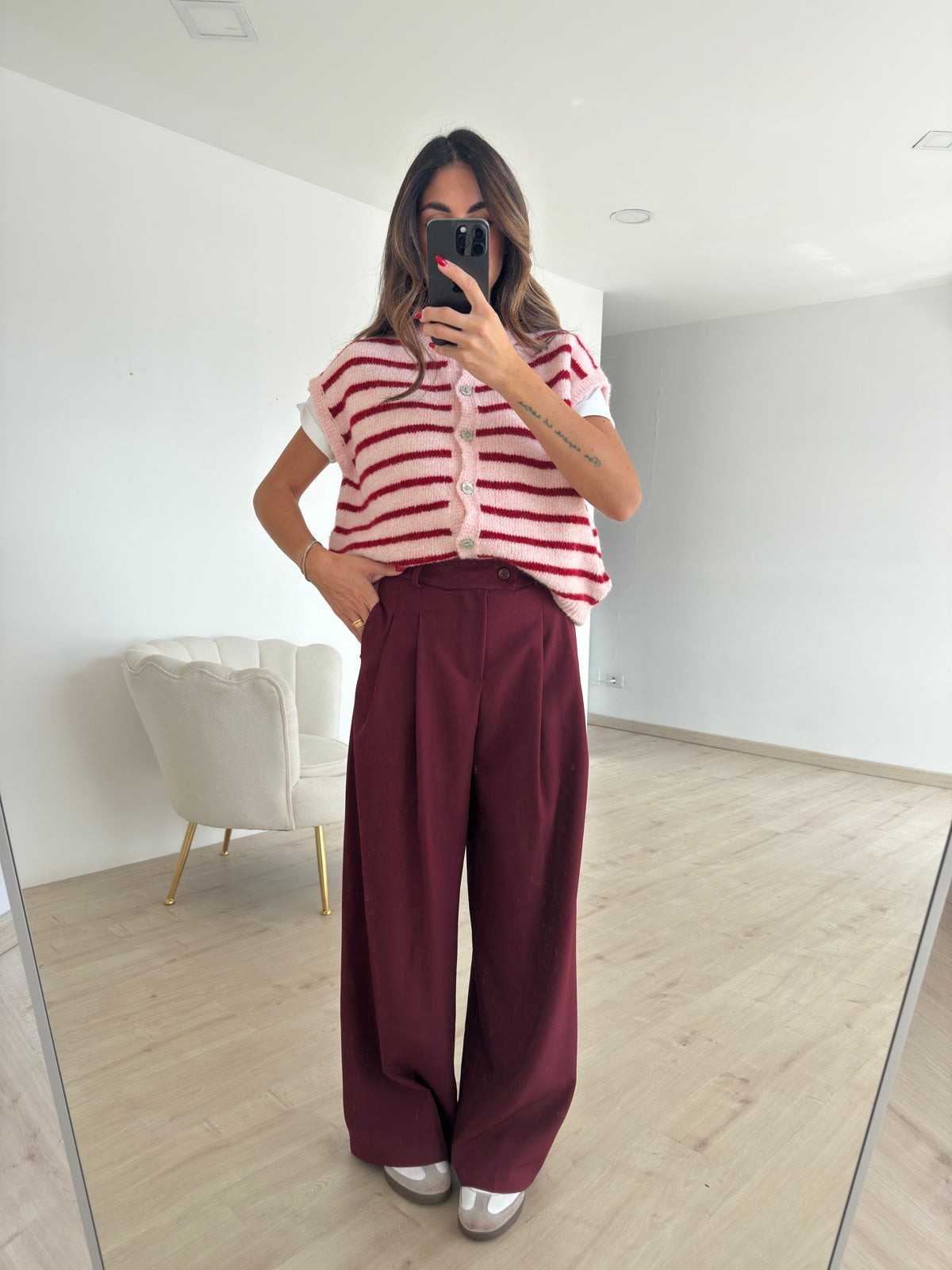 NEW PANTALONE PALAZZO BORDEAUX