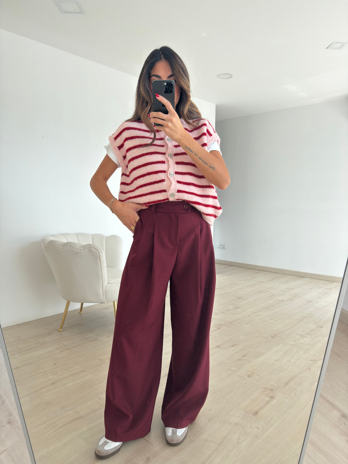NEW PANTALONE PALAZZO BORDEAUX
