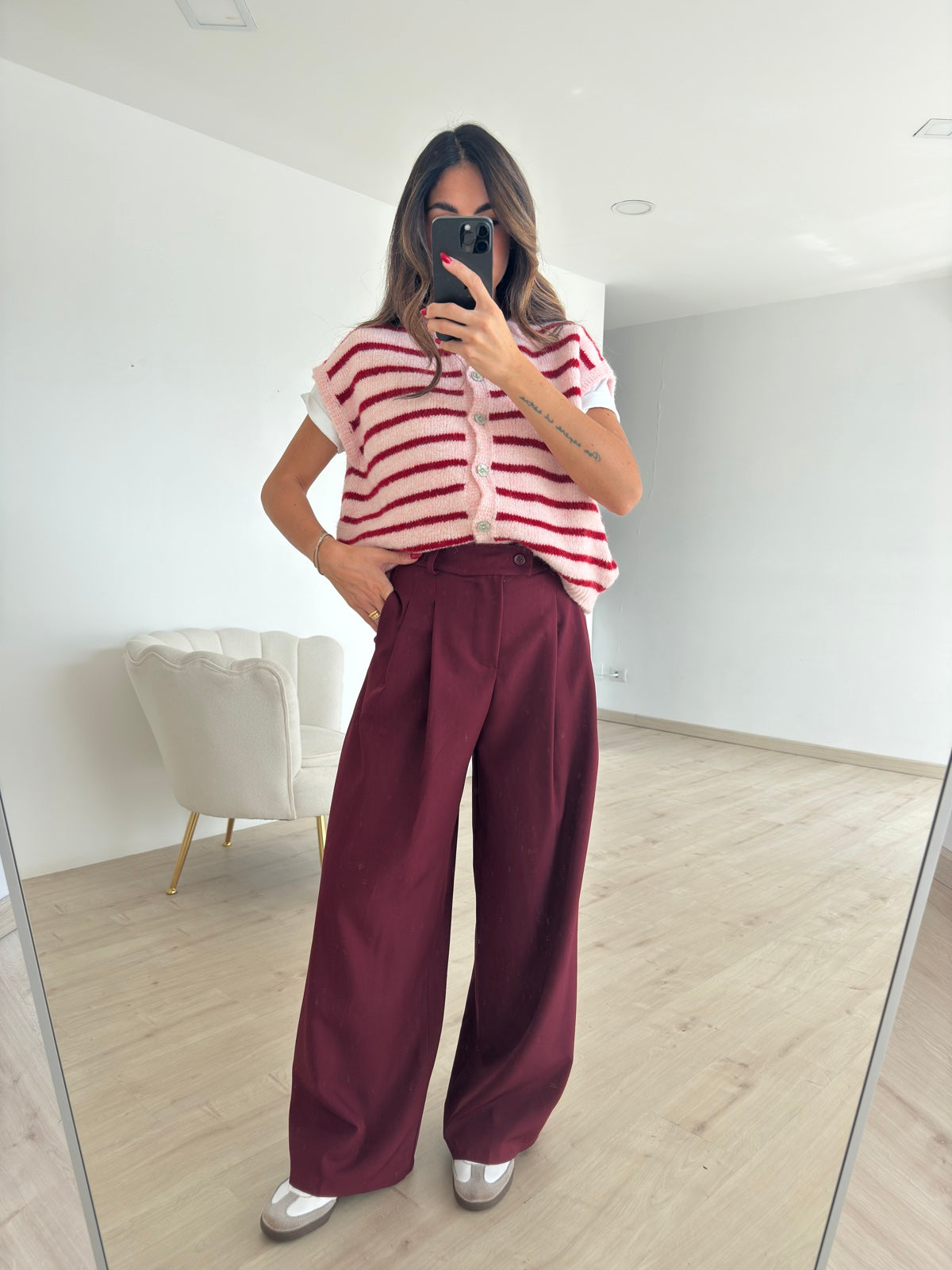 NEW PANTALONE PALAZZO BORDEAUX