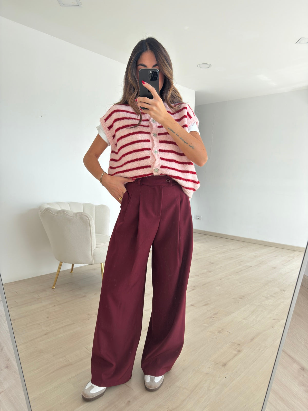 NEW PANTALONE PALAZZO BORDEAUX
