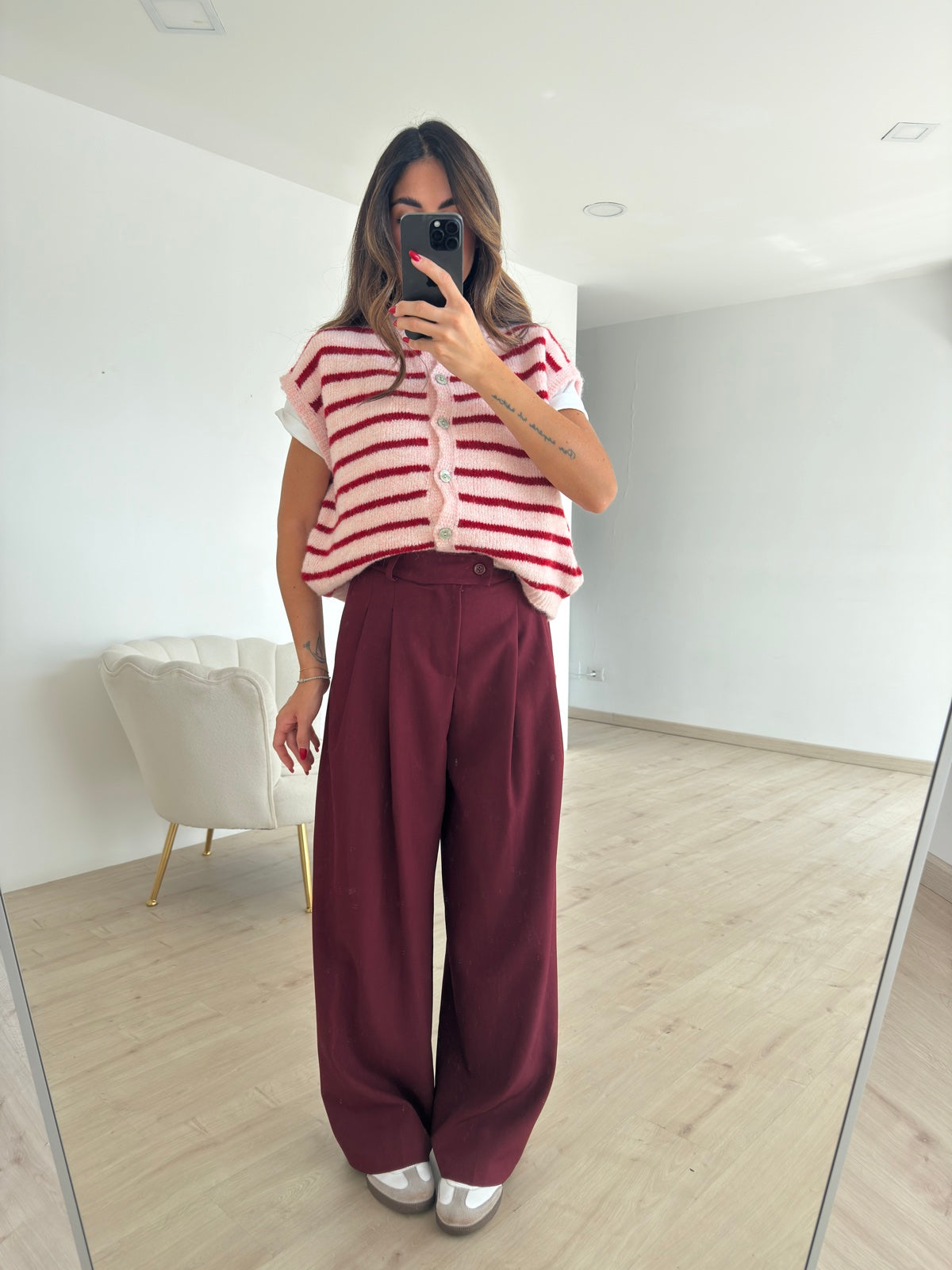 NEW PANTALONE PALAZZO BORDEAUX
