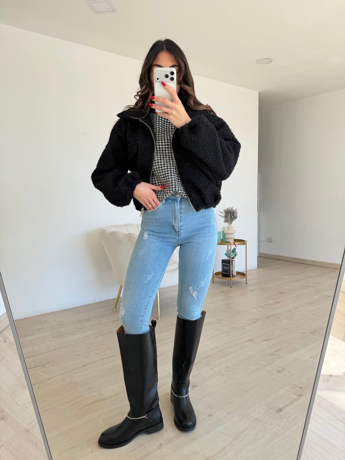 SHW8177-JEANS SKINNY FINTE ROTTURE