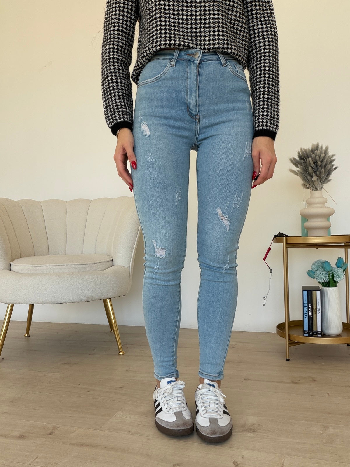 SHW8177-JEANS SKINNY FINTE ROTTURE