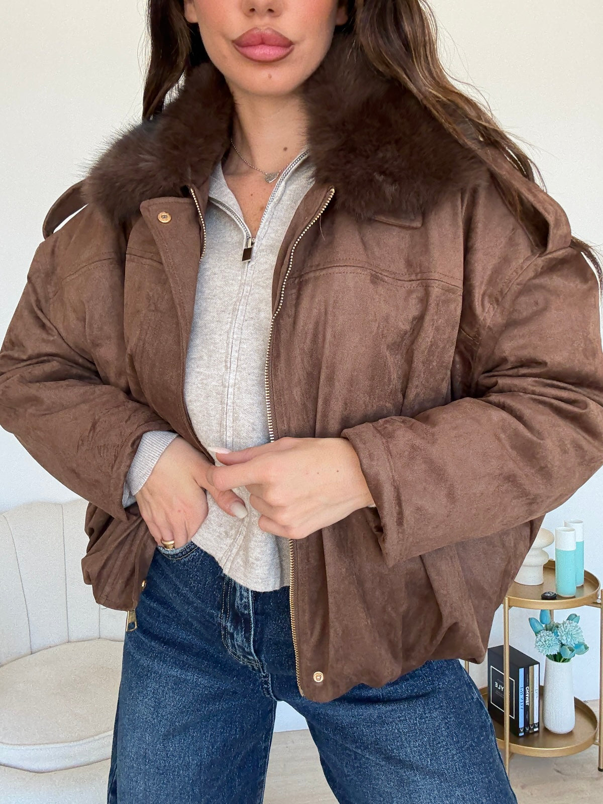 TR0788-BOMBER SUEDE FOX