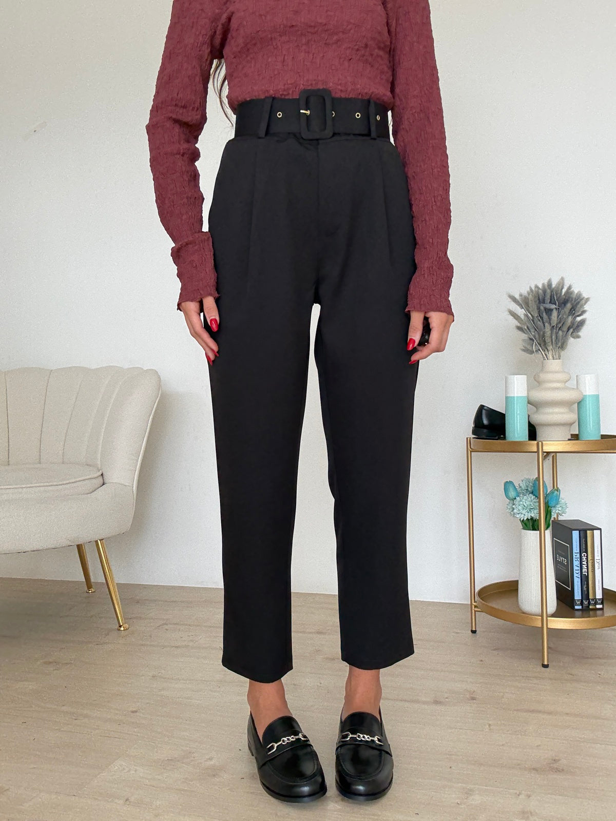 PANTALONE CON CINTURA NERO