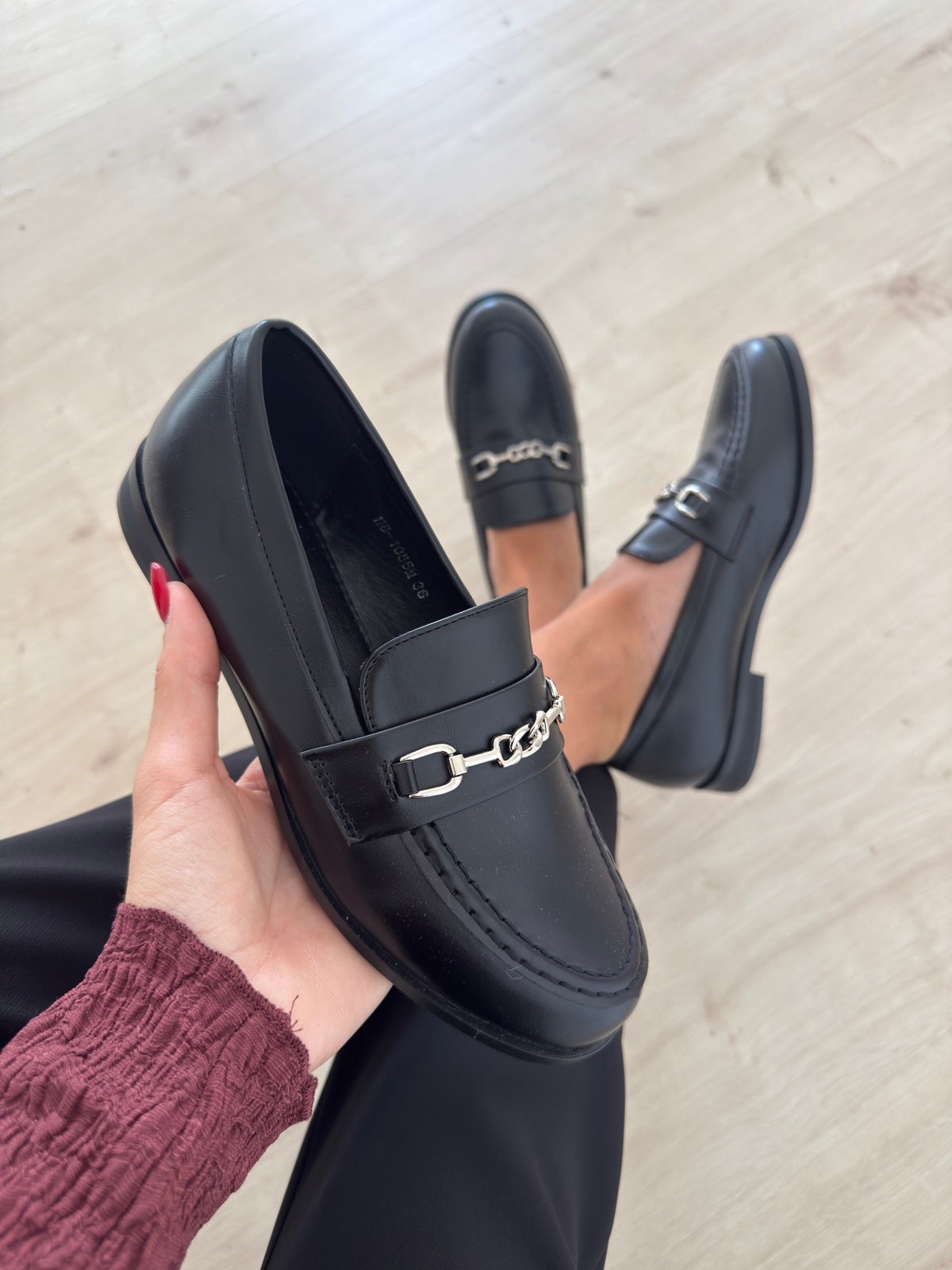 HB-1055M MELANIE MOCASSINO IN ECOPELLE NERO