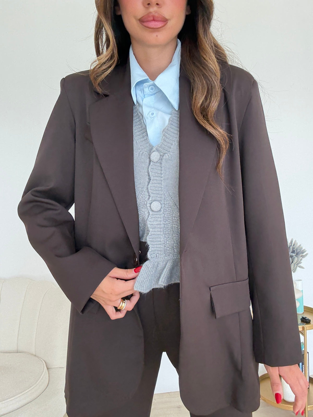 BLAZER OVERSIZE DARK CHOCO
