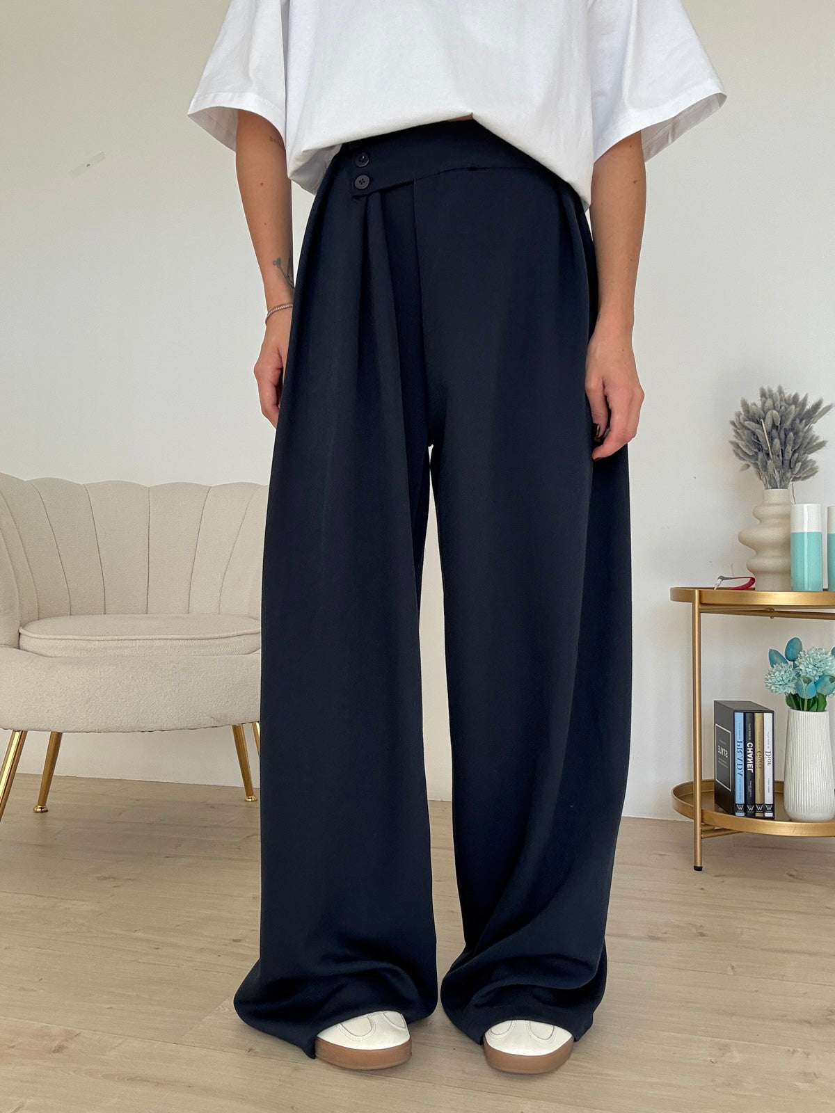 PANTALONE PALAZZO EXTRA-BLU NAVY