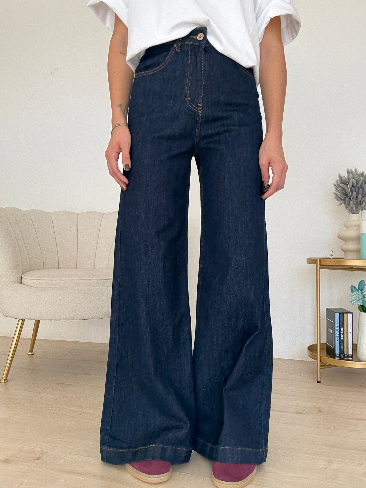 CY223-JEANS PALAZZO EXTRA BLU DENIM