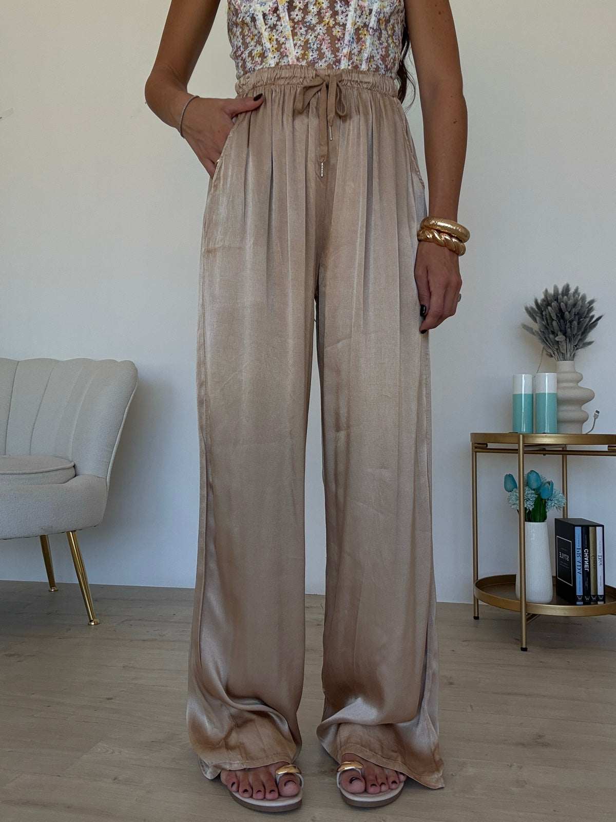 PANTALONE SATIN BISCOTTO