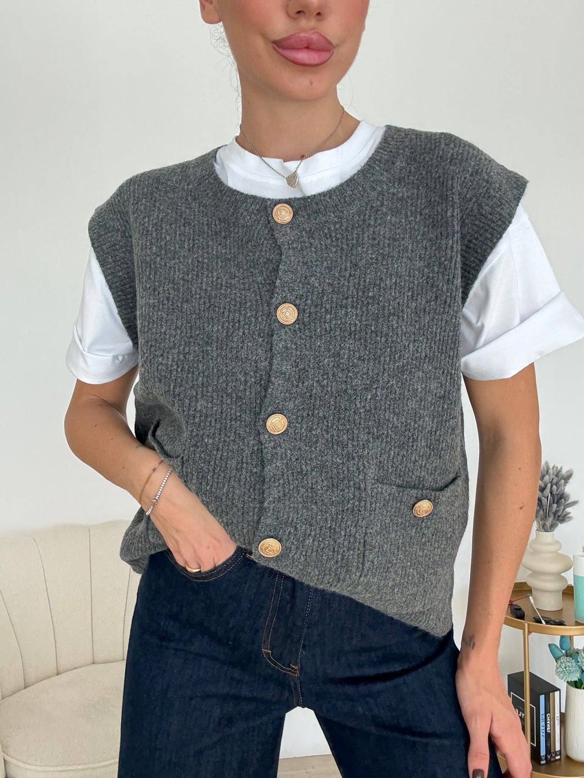 AN65667-GILET PARIS GREY