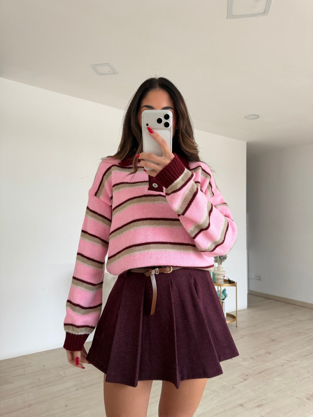 MINI GONNA FLAMY BORDEAUX