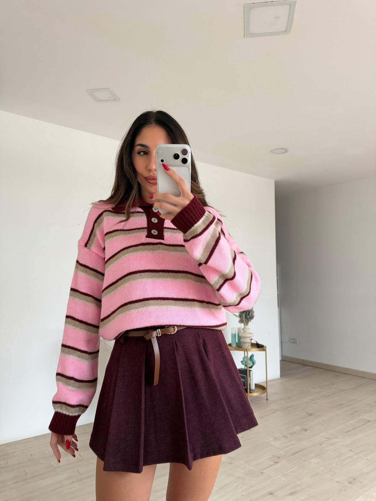 MINI GONNA FLAMY BORDEAUX