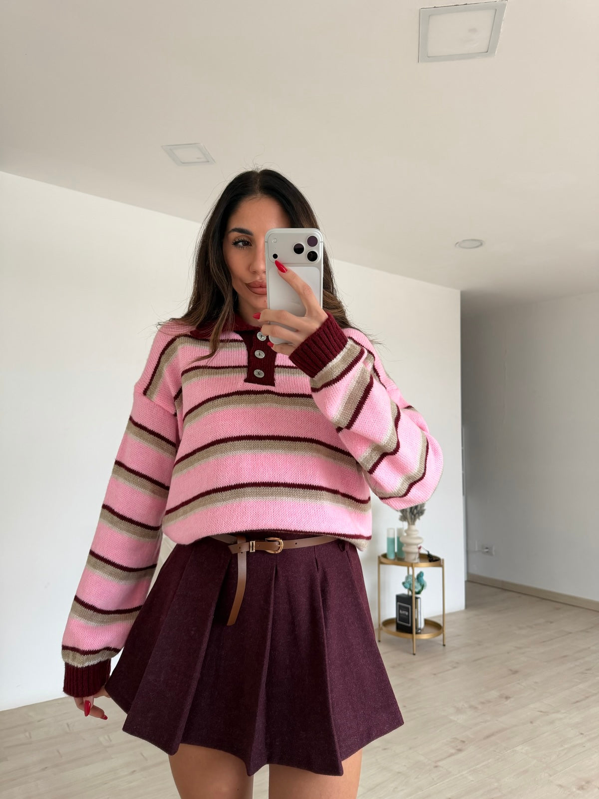 MINI GONNA FLAMY BORDEAUX