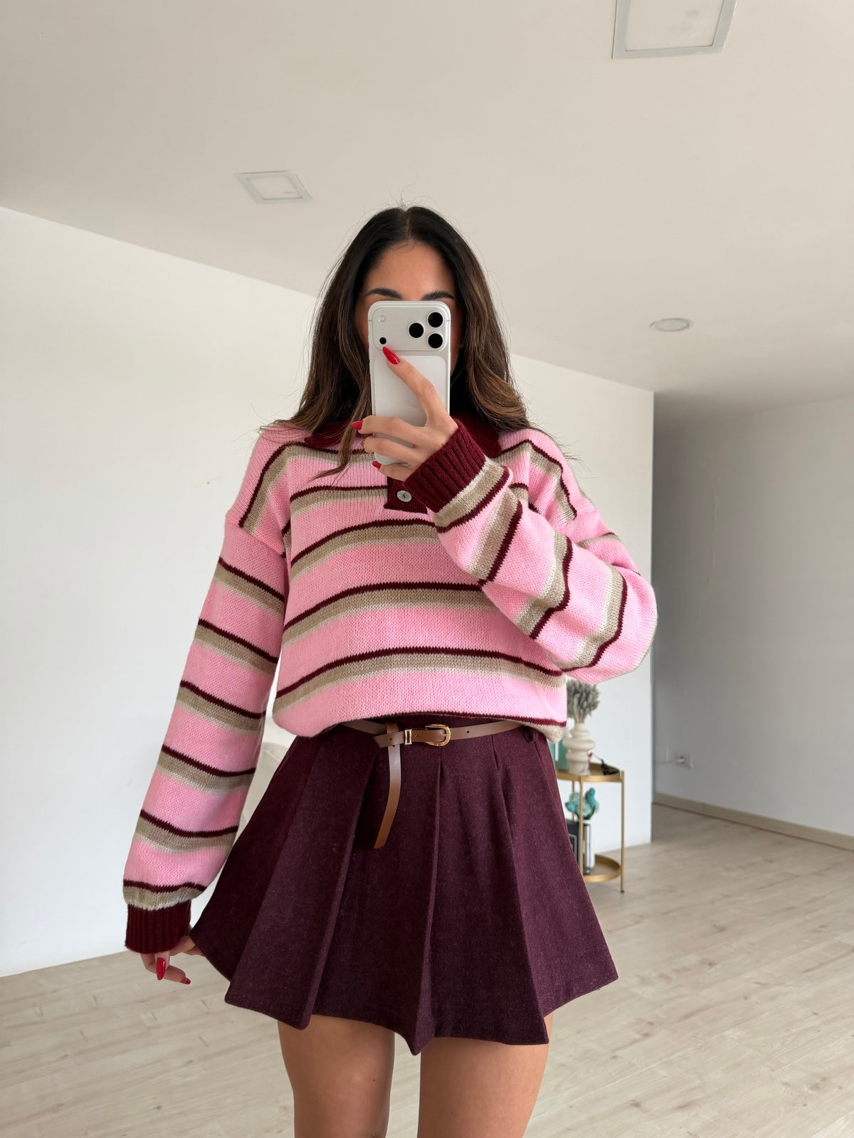 MINI GONNA FLAMY BORDEAUX