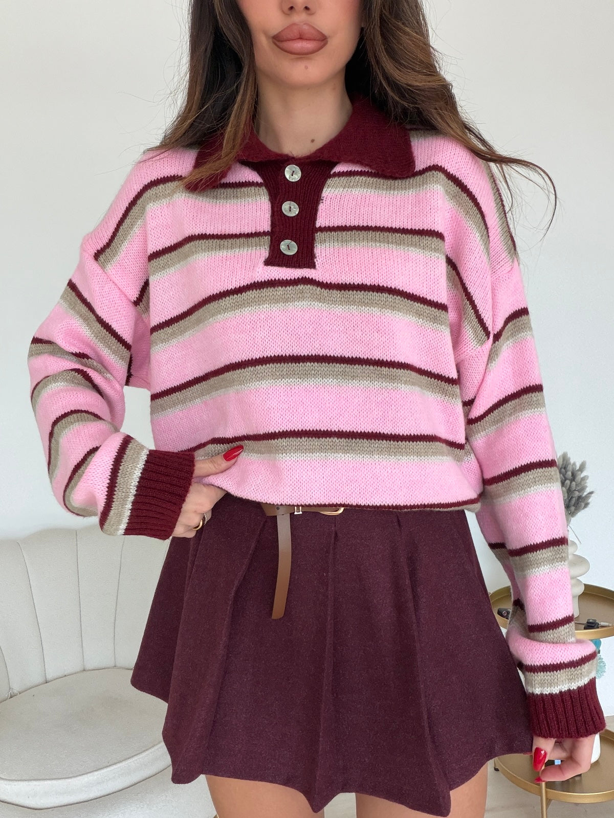 MINI GONNA FLAMY BORDEAUX