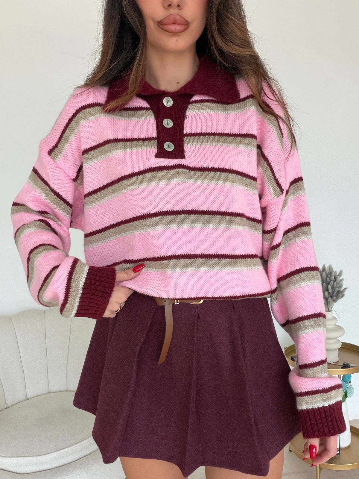 MINI GONNA FLAMY BORDEAUX