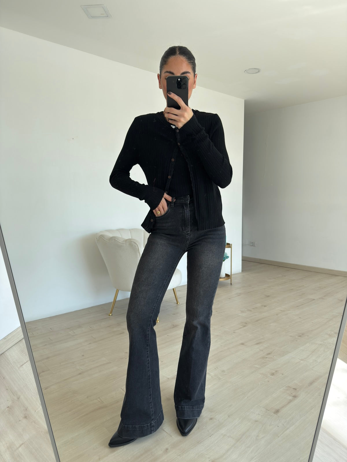 8574-JEANS A ZAMPA NOIR