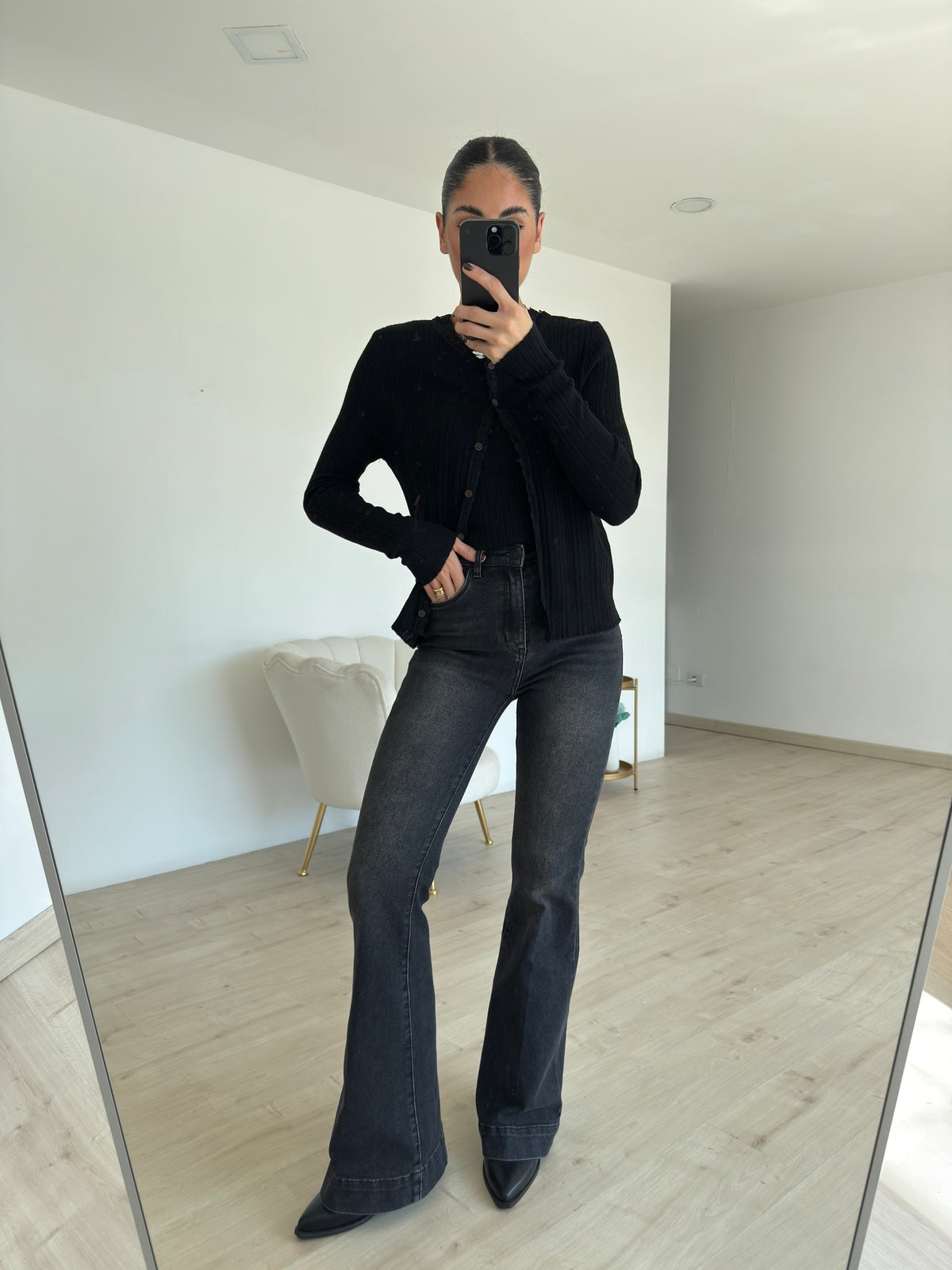 8574-JEANS A ZAMPA NOIR