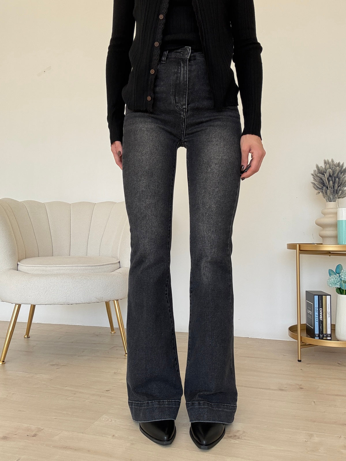 8574-JEANS A ZAMPA NOIR