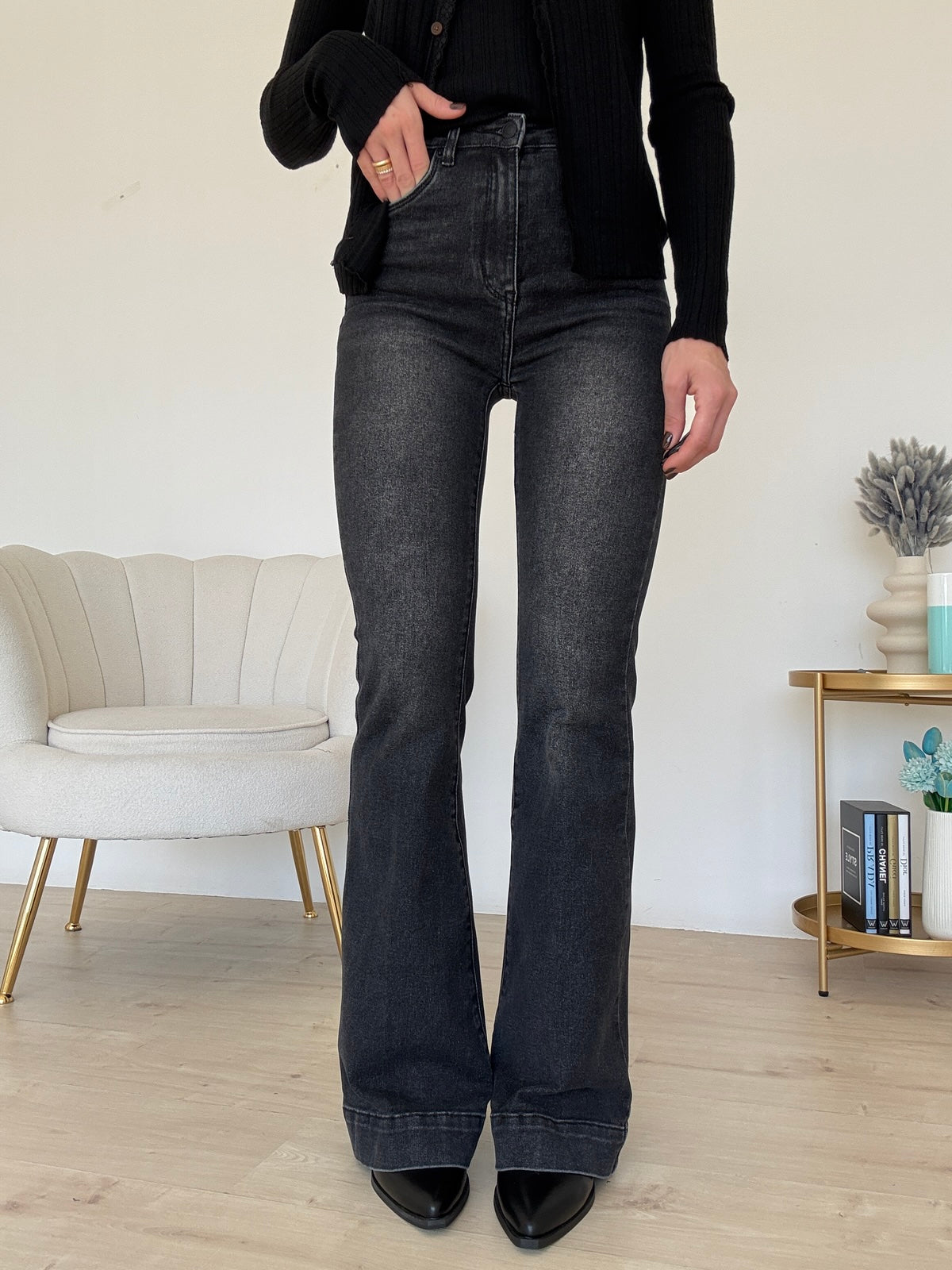 8574-JEANS A ZAMPA NOIR