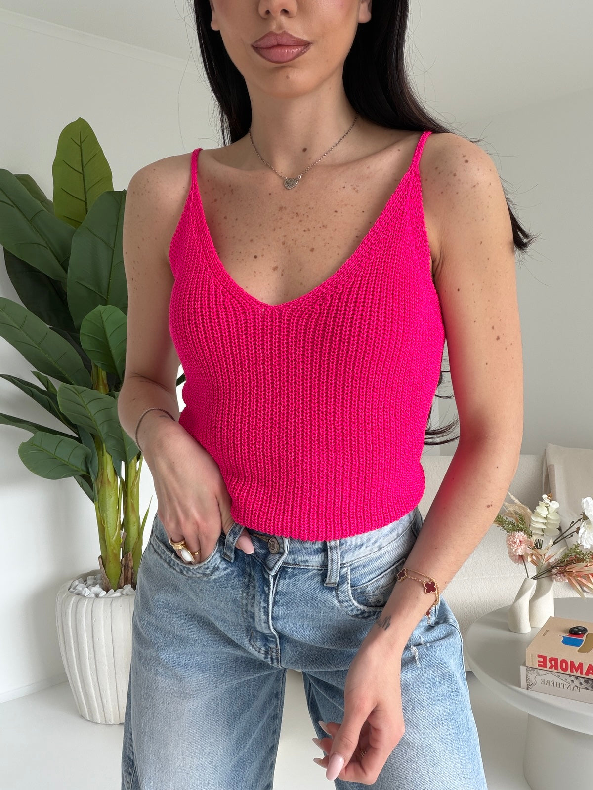 TOP IN FILO FUCSIA
