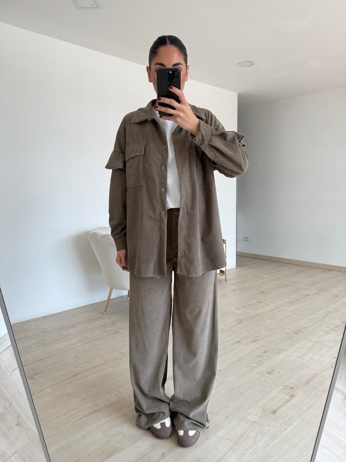 COORDINATO VELLUTO TAUPE