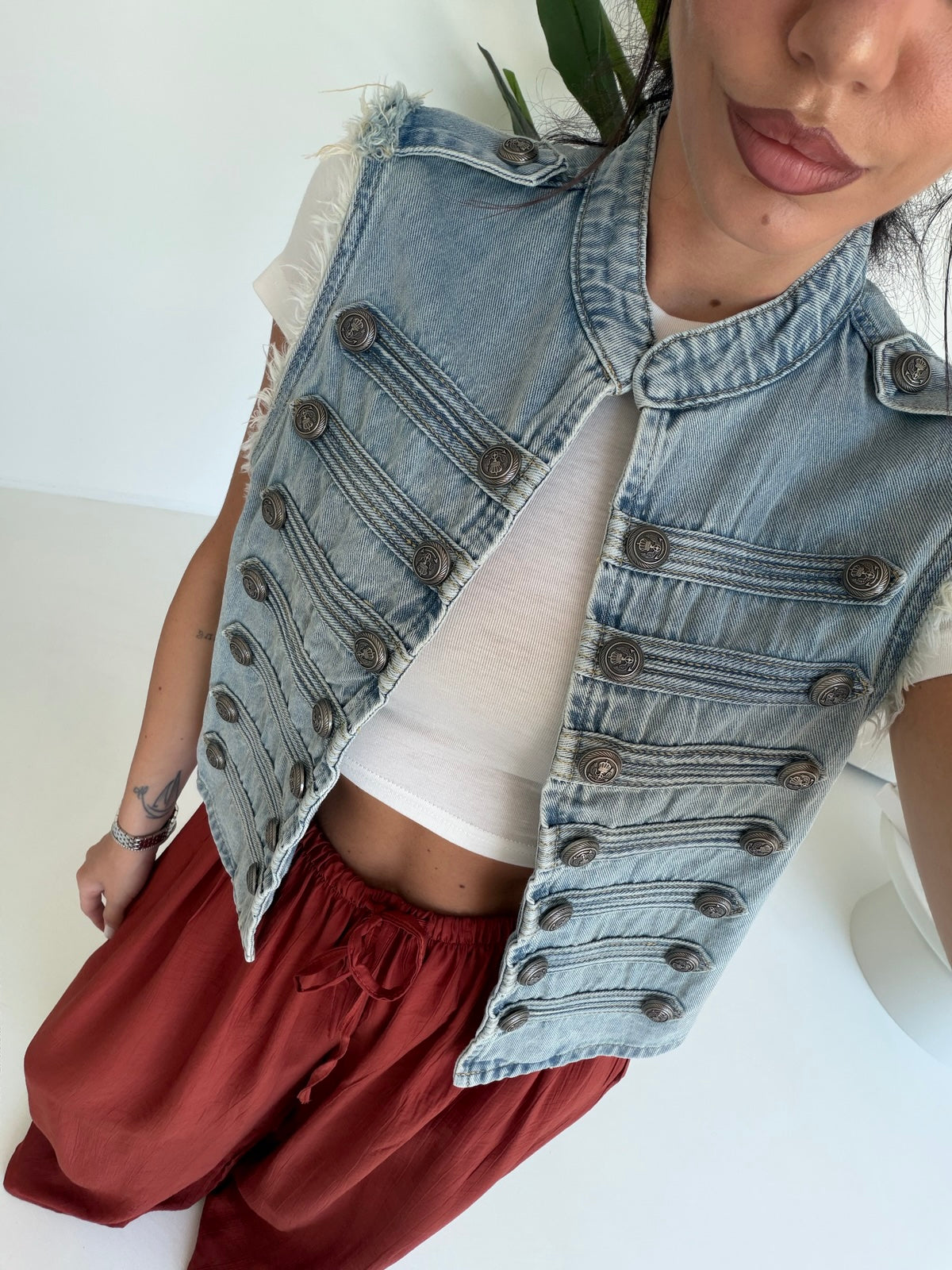2808-GILET DENIM