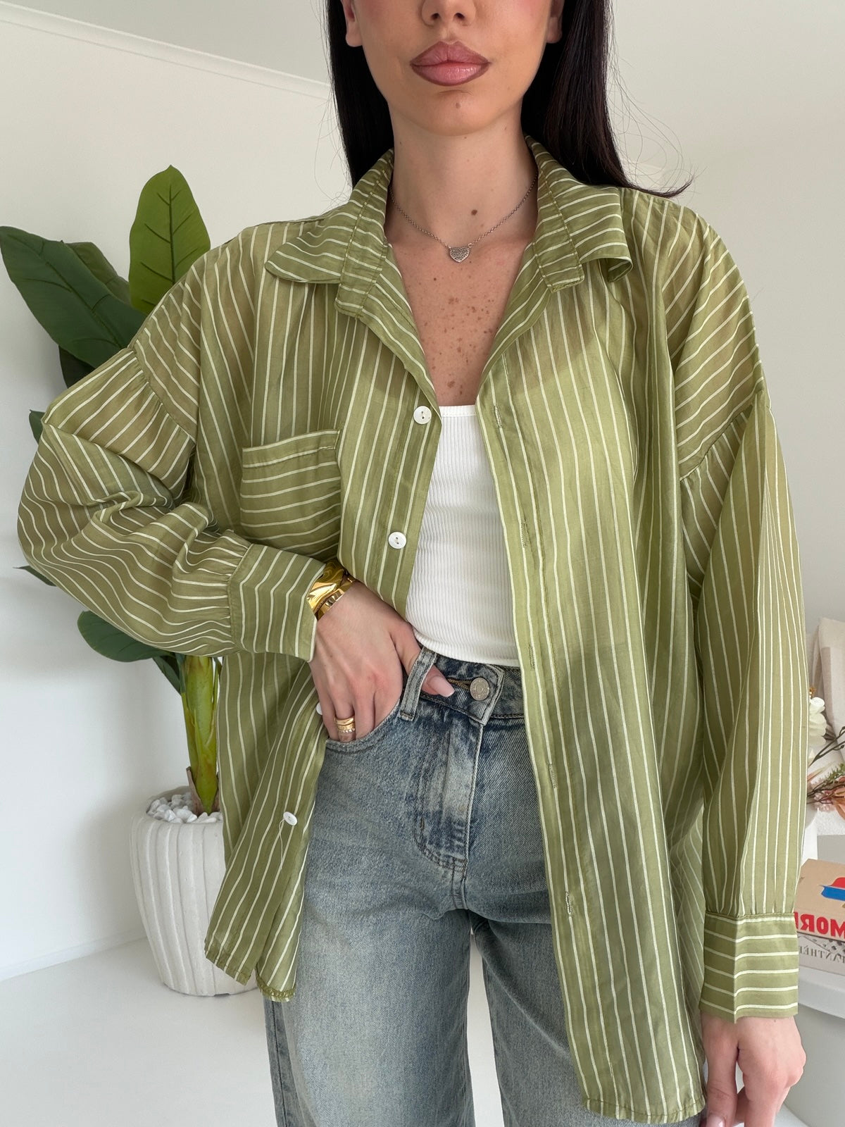 25135-CAMICIA LIGNES OLIVA