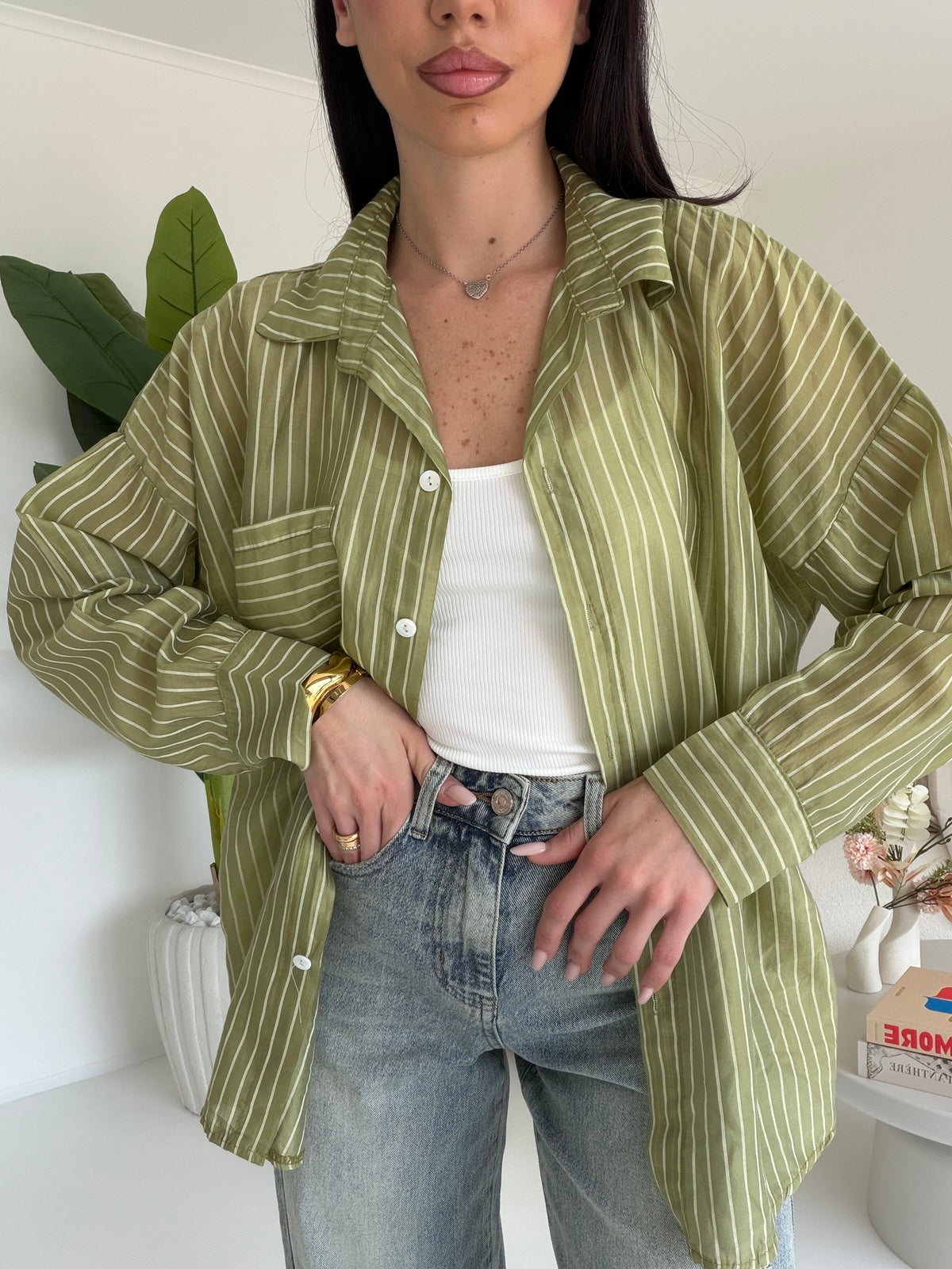 25135-CAMICIA LIGNES OLIVA