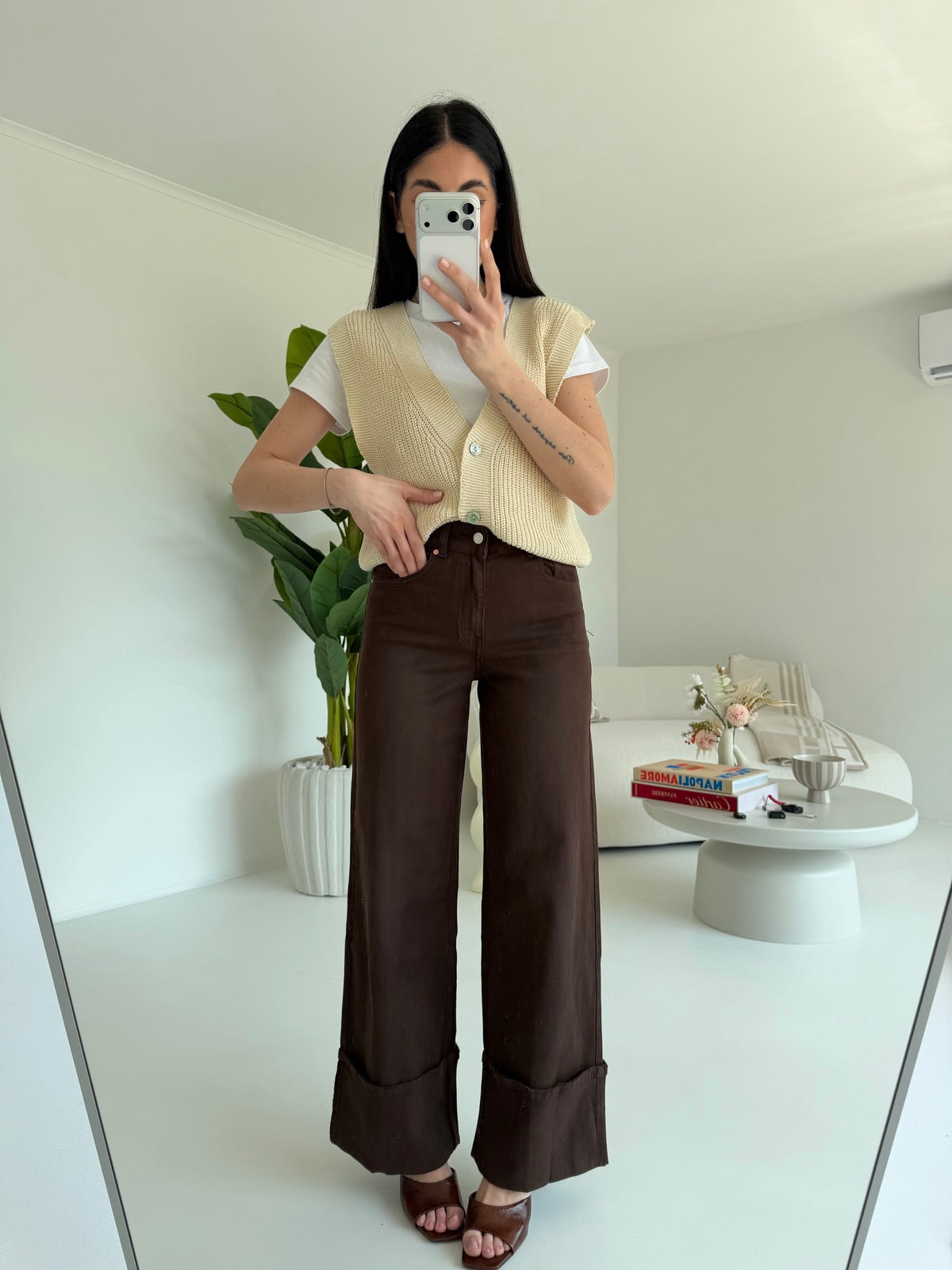 H3921-JEANS PIEGONE CHOCO