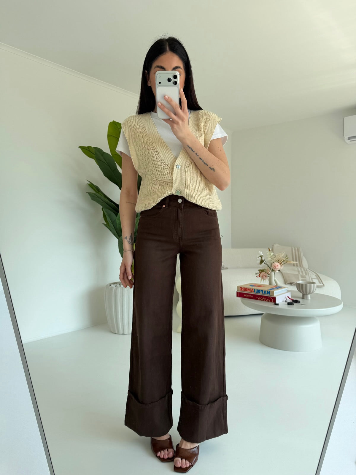 H3921-JEANS PIEGONE CHOCO