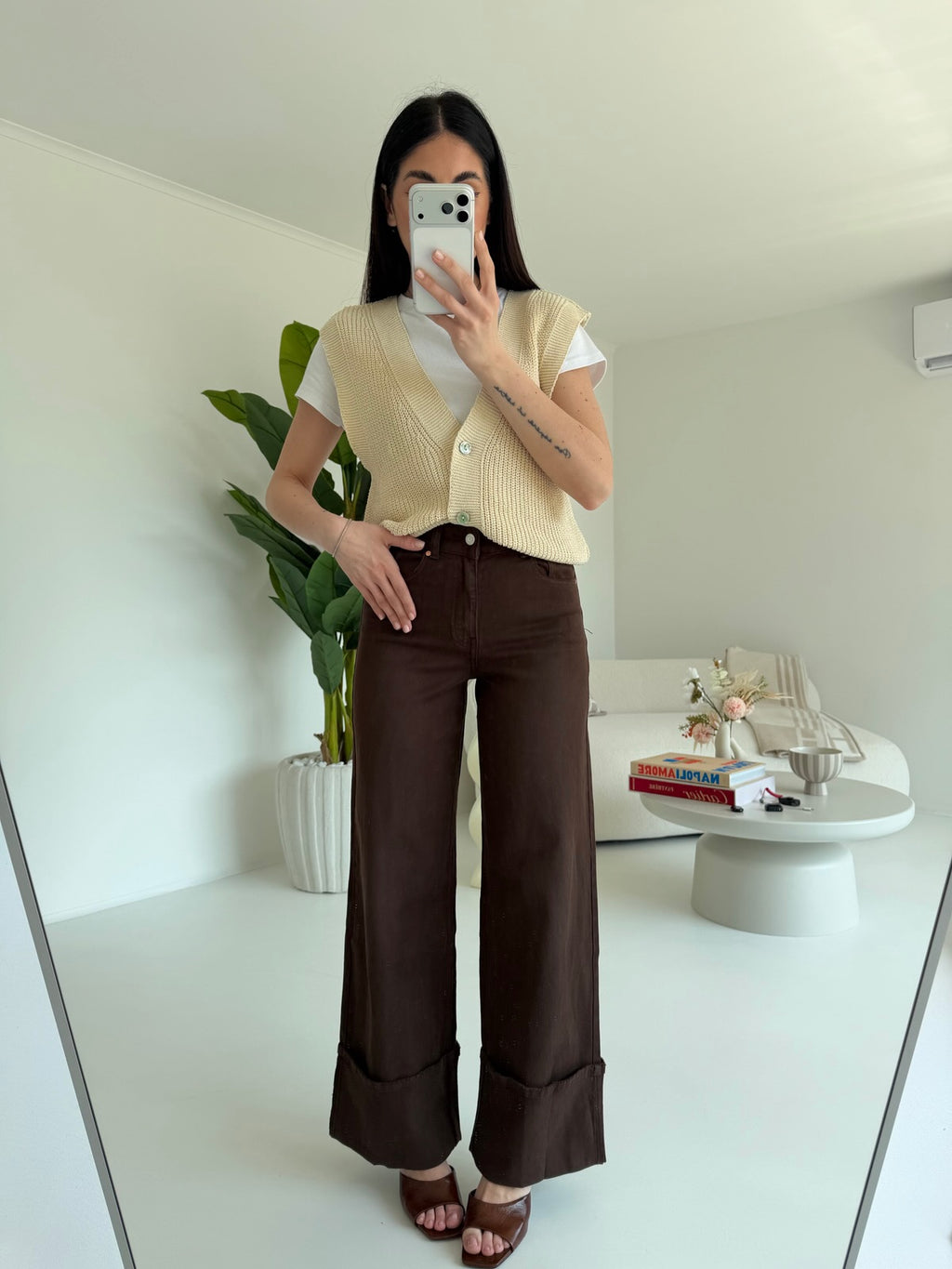 H3921-JEANS PIEGONE CHOCO