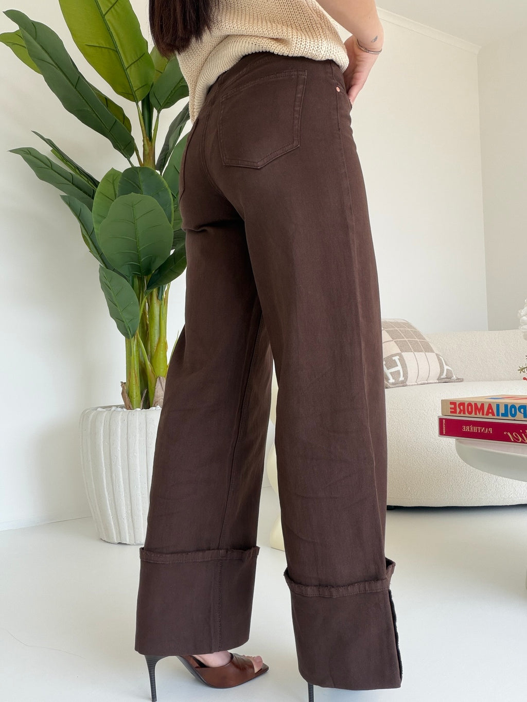H3921-JEANS PIEGONE CHOCO