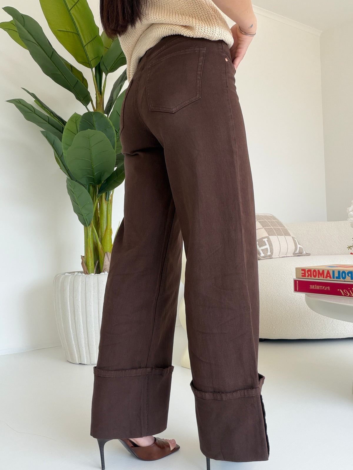 H3921-JEANS PIEGONE CHOCO