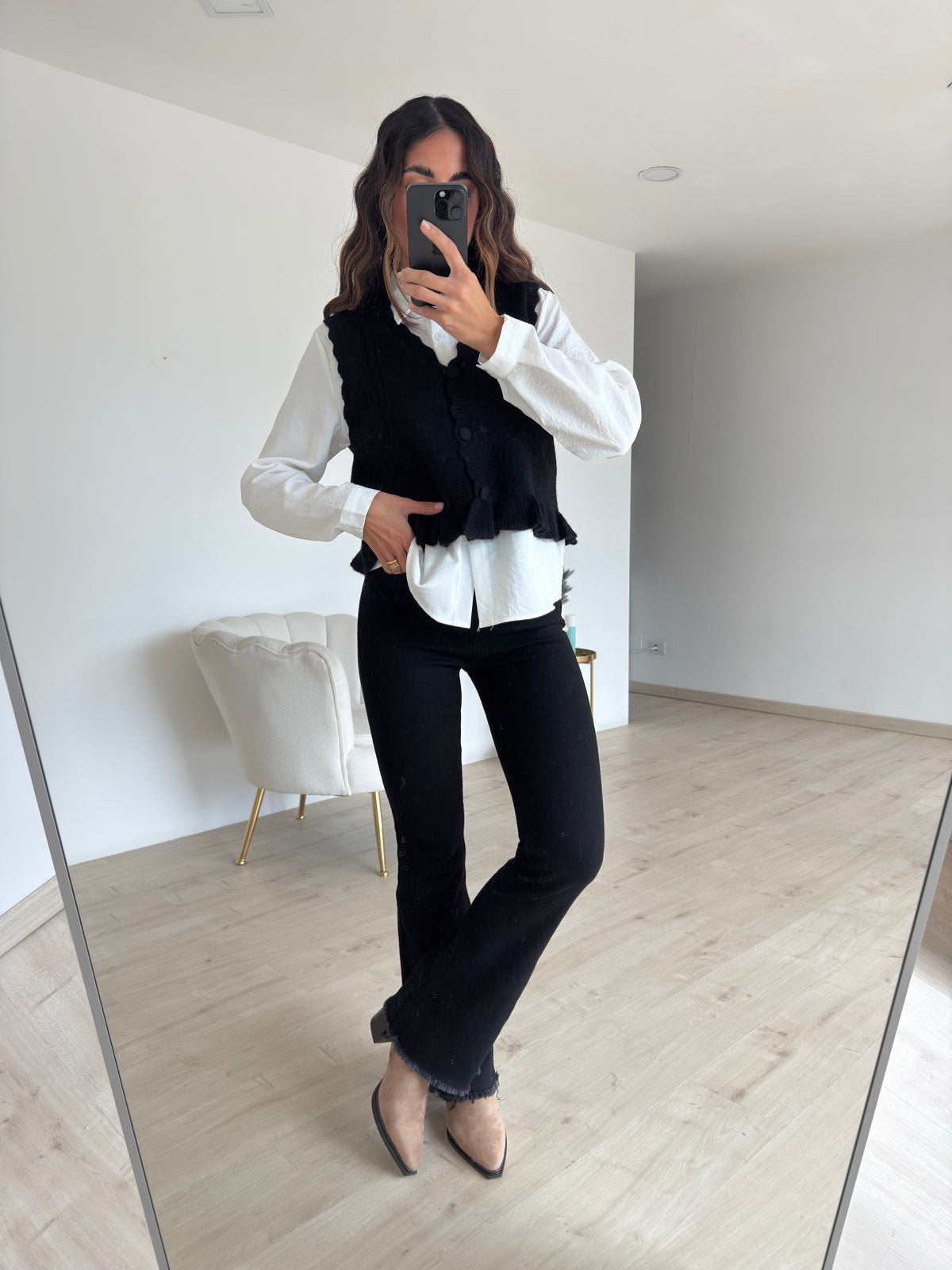 8313-CAMICIA+GILET ARYA NERO