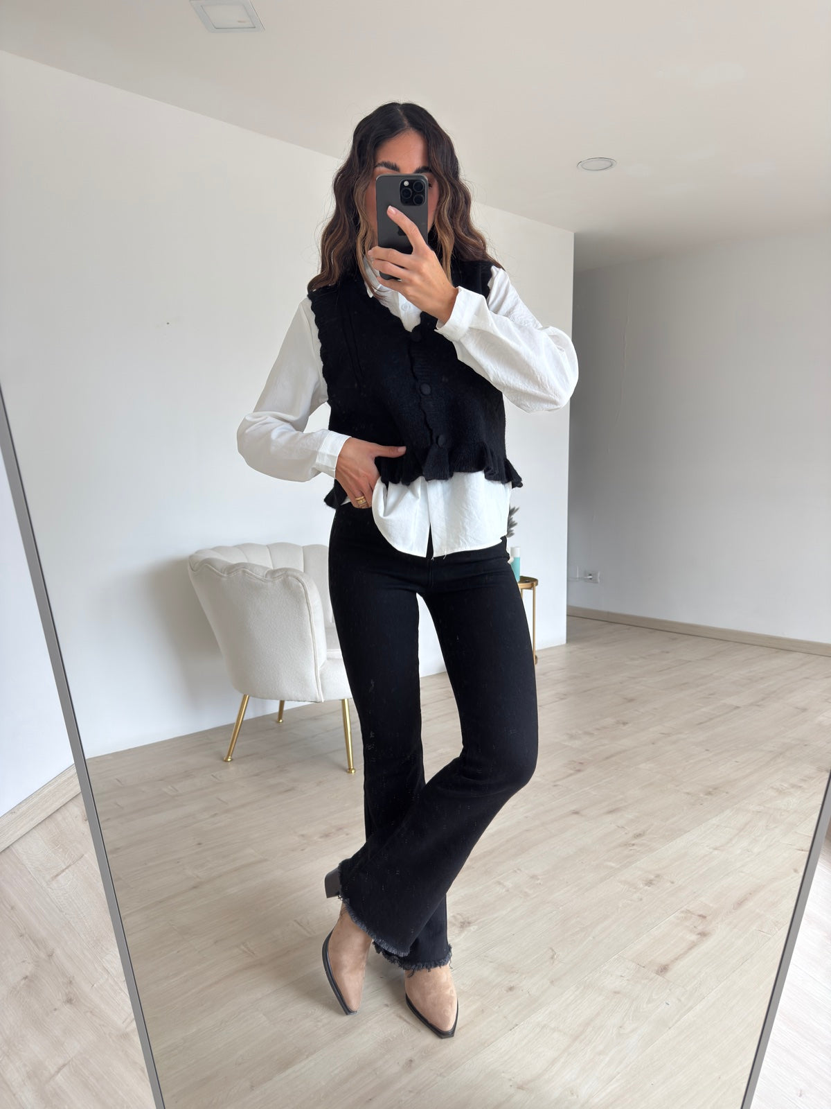 8313-CAMICIA+GILET ARYA NERO