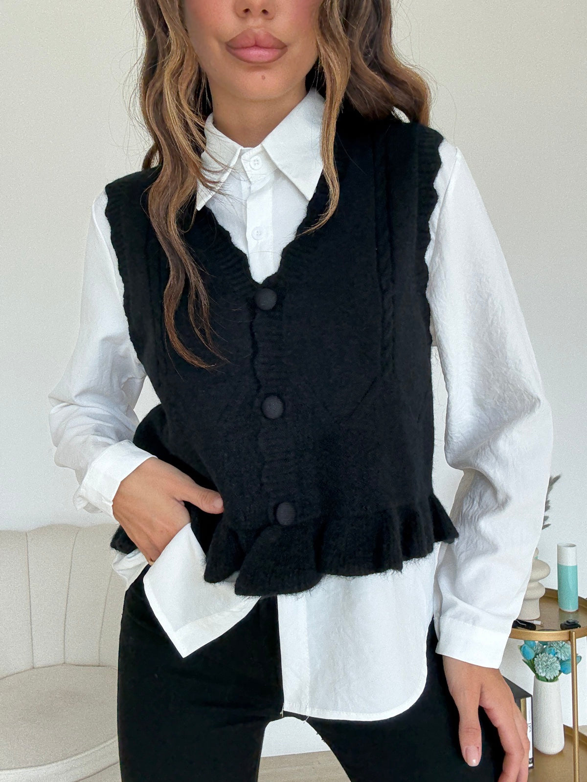 8313-CAMICIA+GILET ARYA NERO