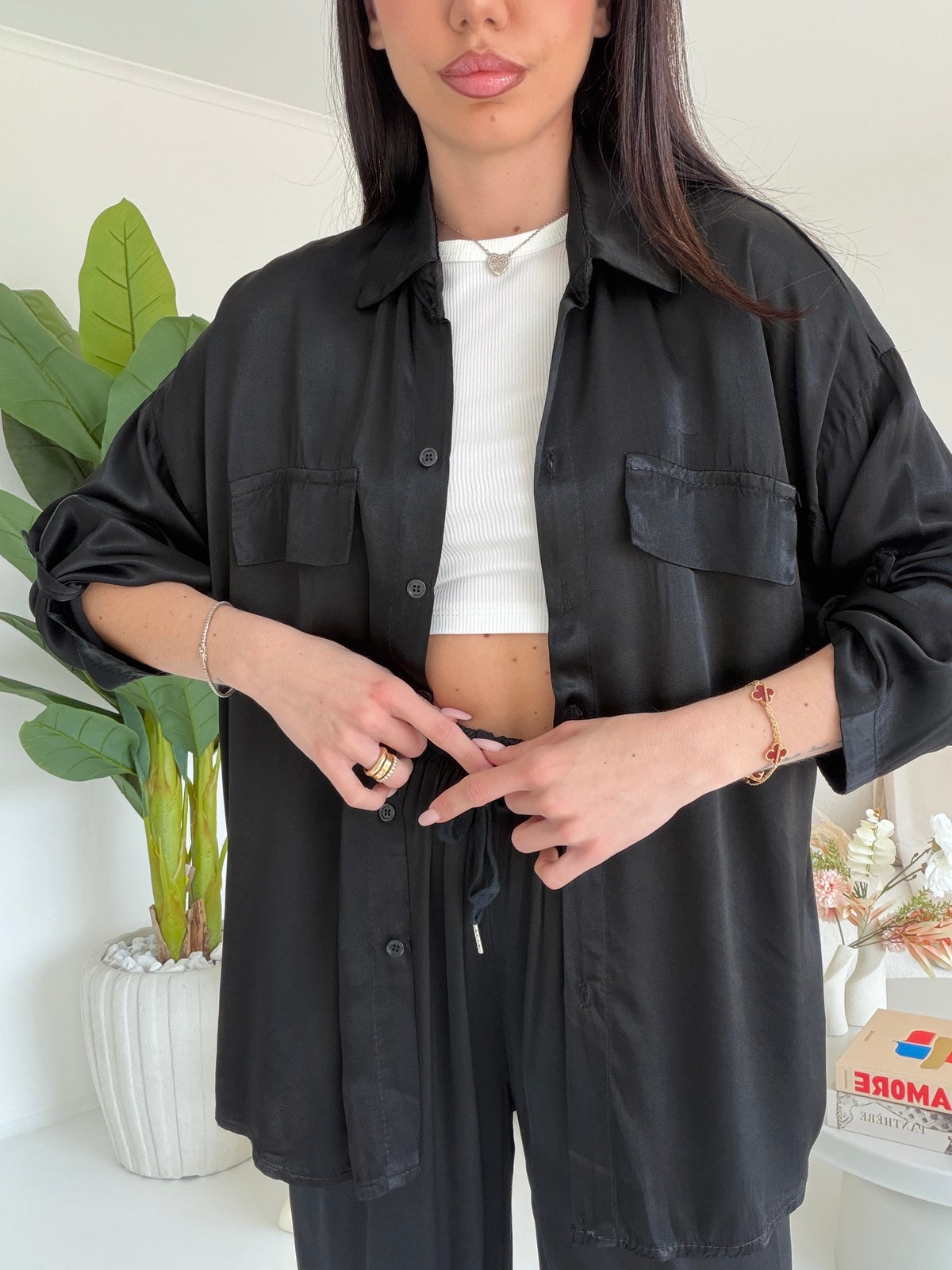 CAMICIA SATIN NERA