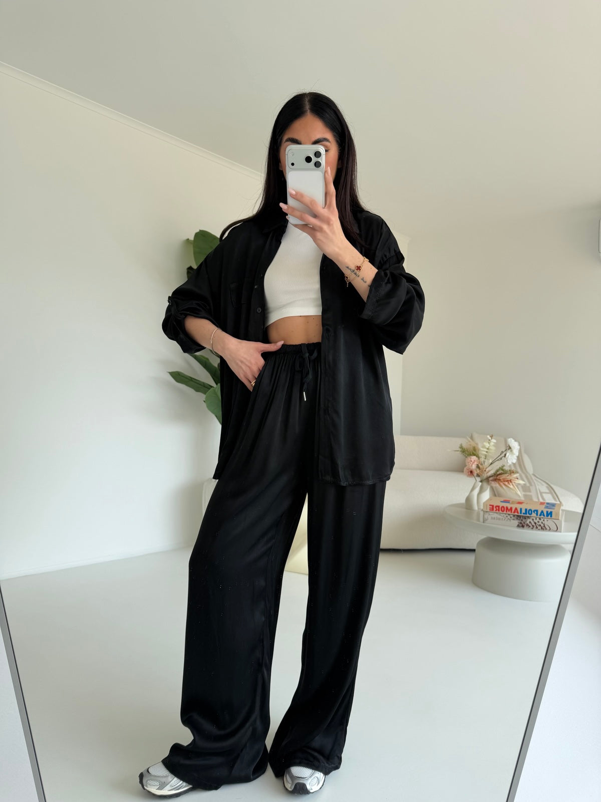 PANTALONE SATIN NERO