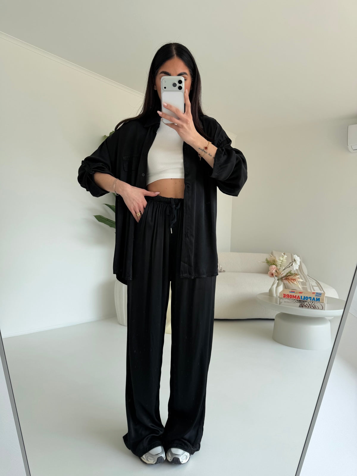 PANTALONE SATIN NERO