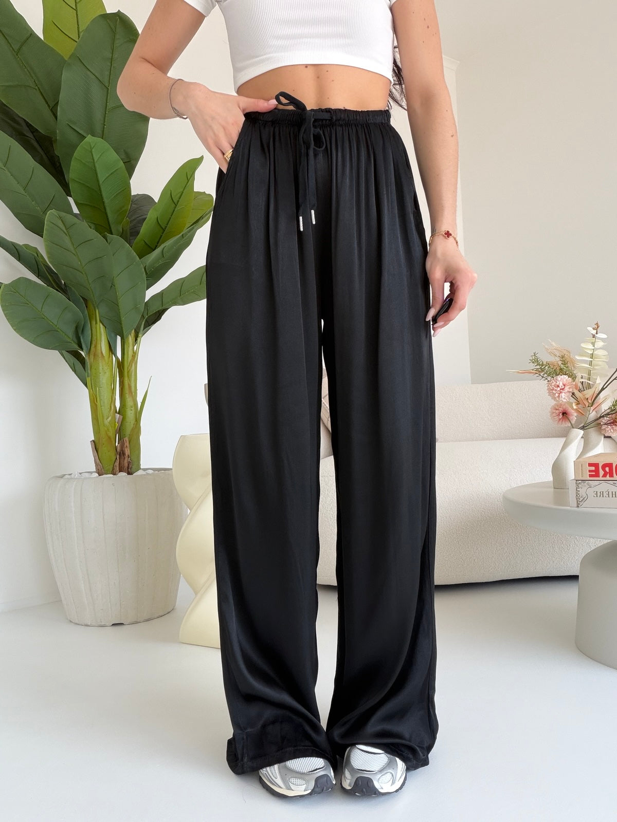 PANTALONE SATIN NERO