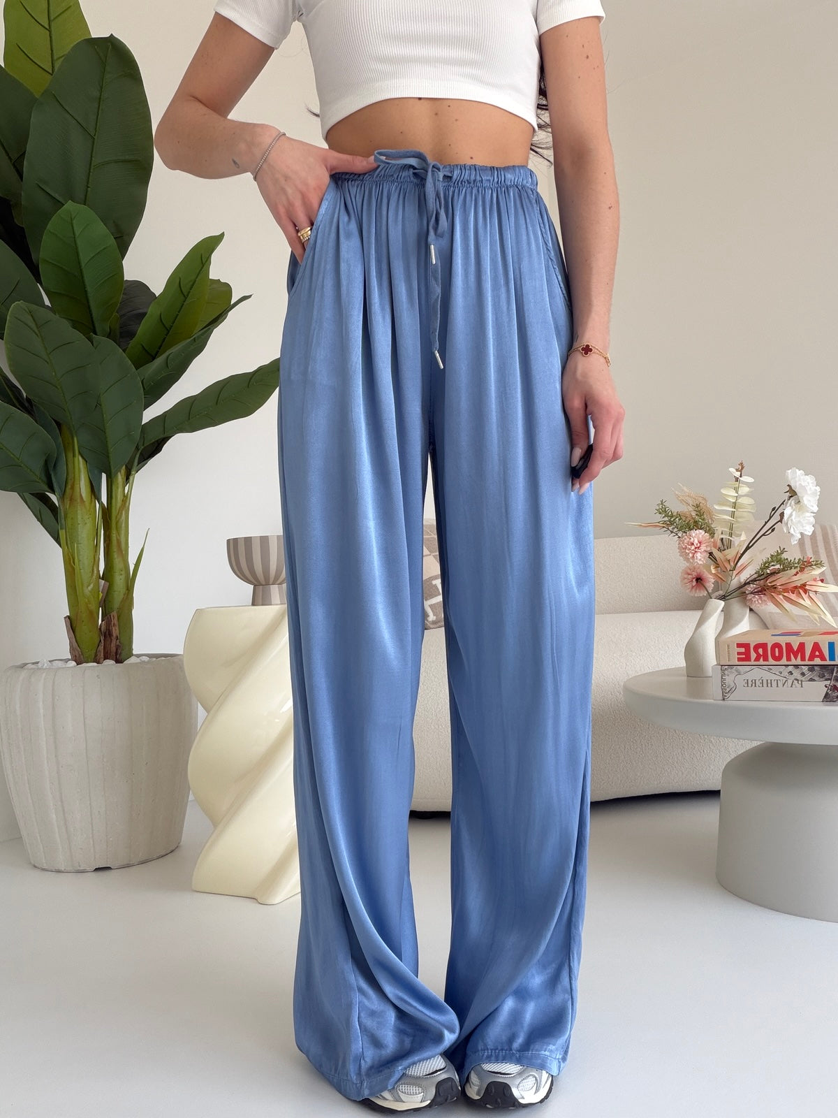 PANTALONE SATIN POLVERE