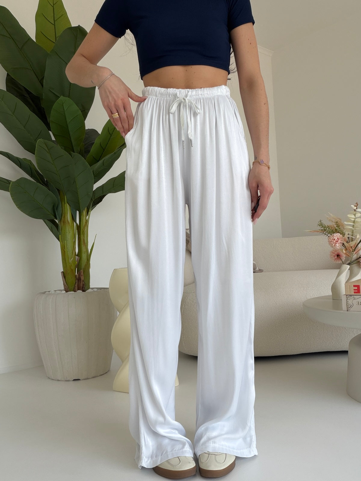 PANTALONE SATIN MILK