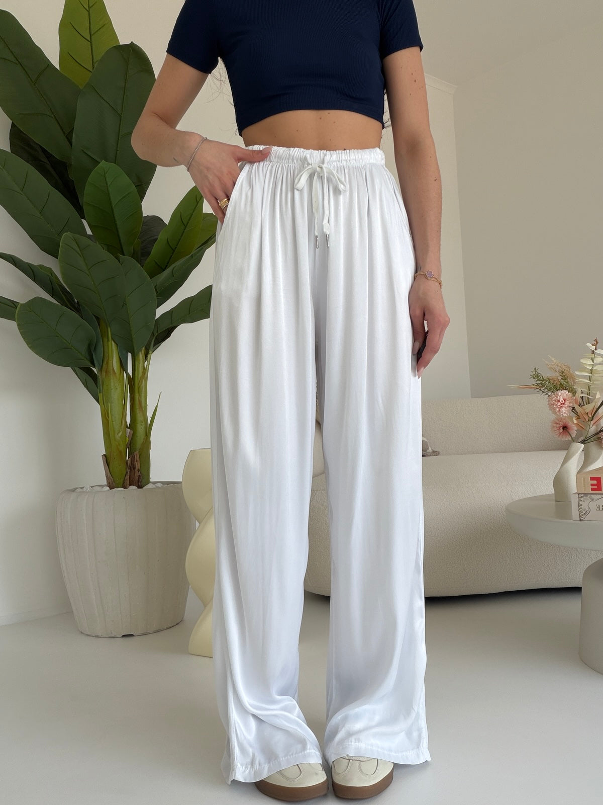 PANTALONE SATIN MILK