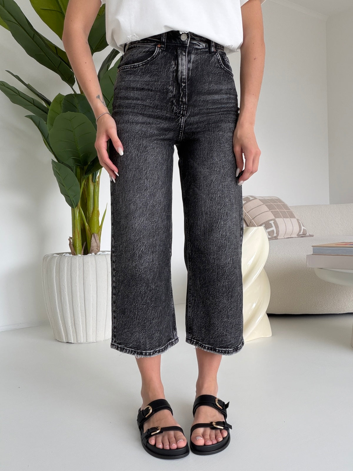 H3375-5-JEANS PALAZZO CROP NERO