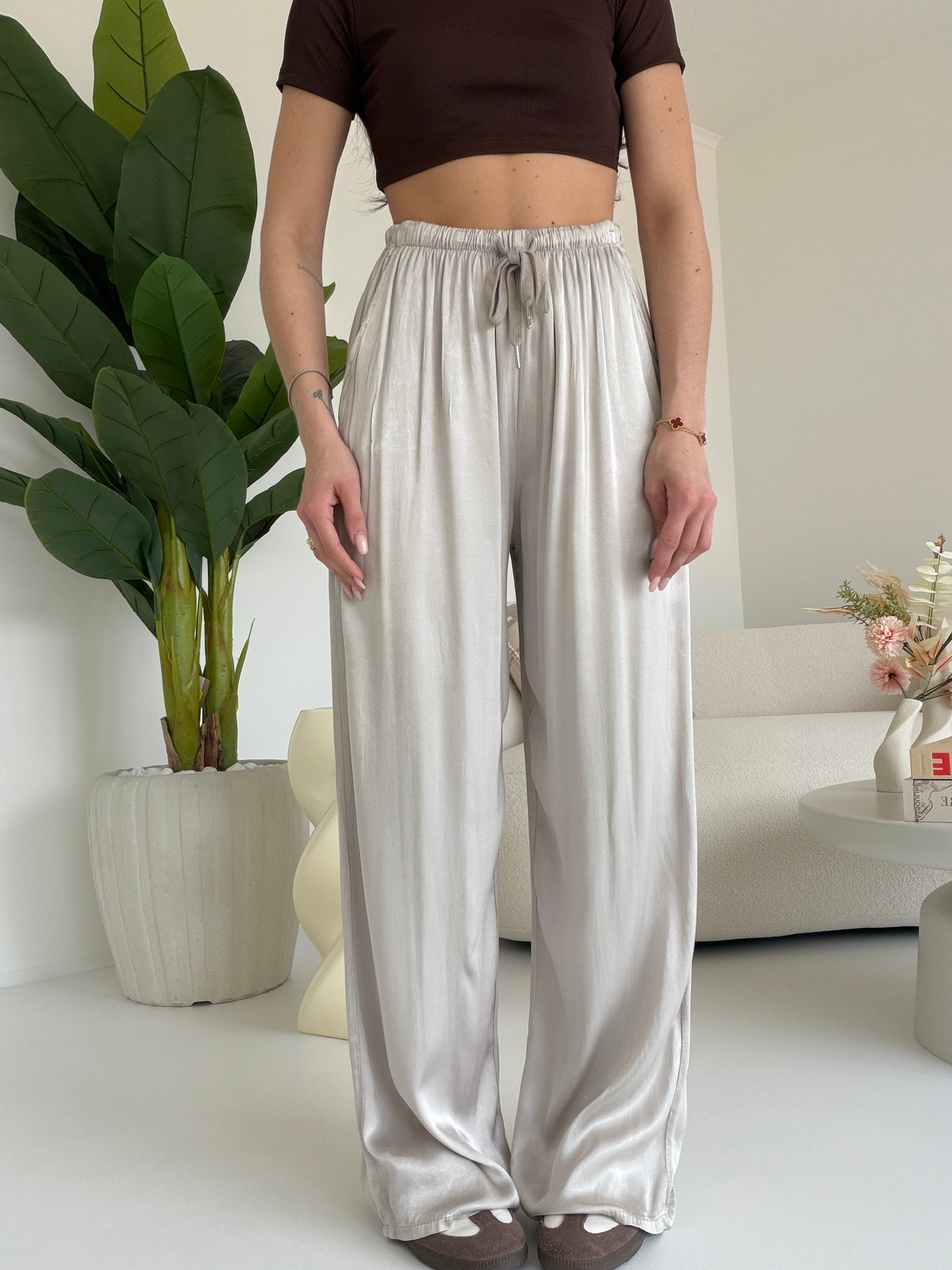 PANTALONE SATIN CHAMPAGNE